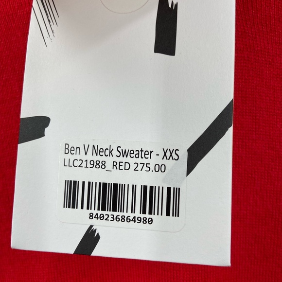 NWT La Ligne Ben V Neck Sweater Red Cashmere Wool Silk XXS - Picture 7 of 9